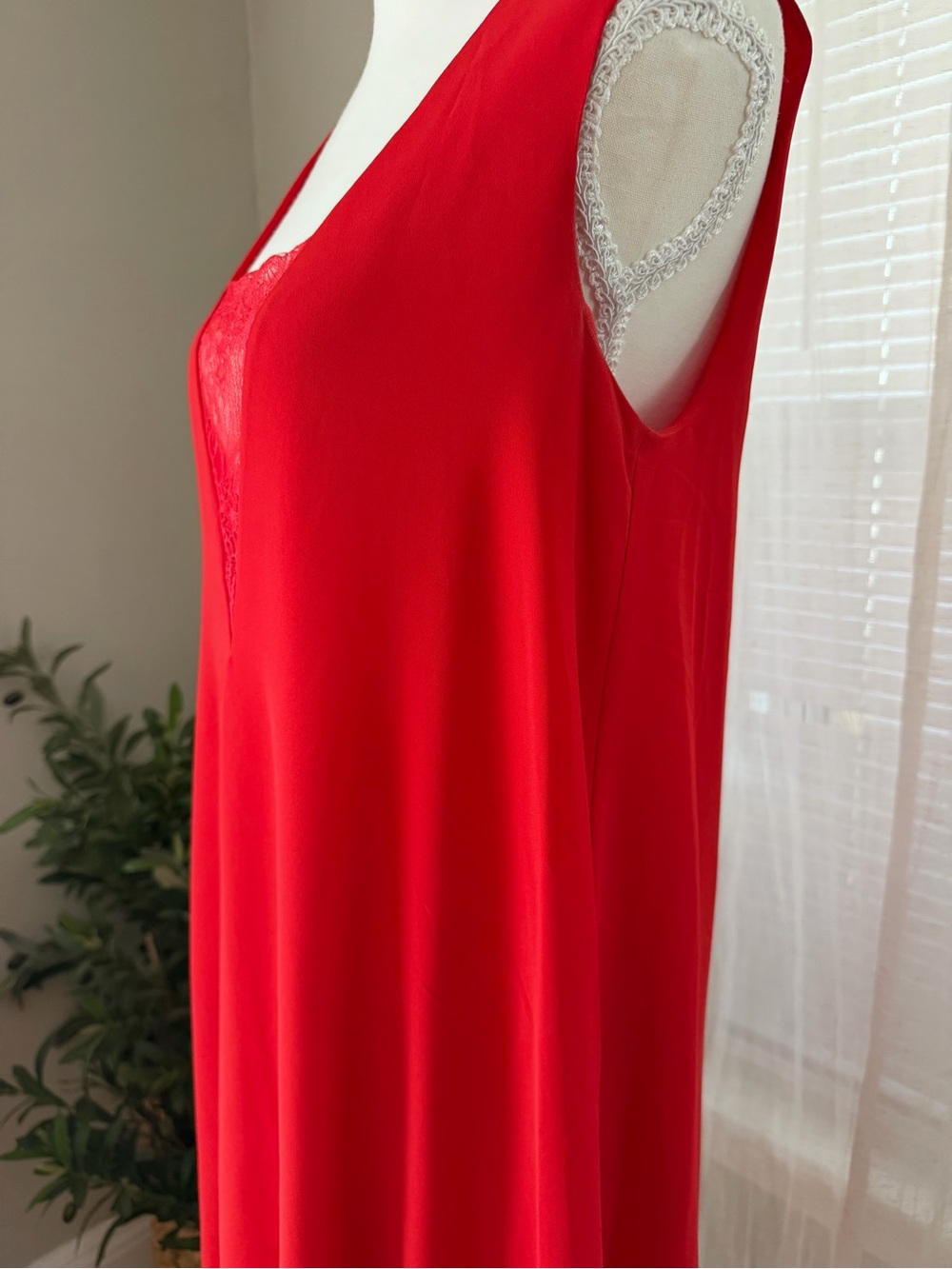 BCBGMaxAzria Red Lace-Trim V-Neck Mini Dress - Picture 8 of 13